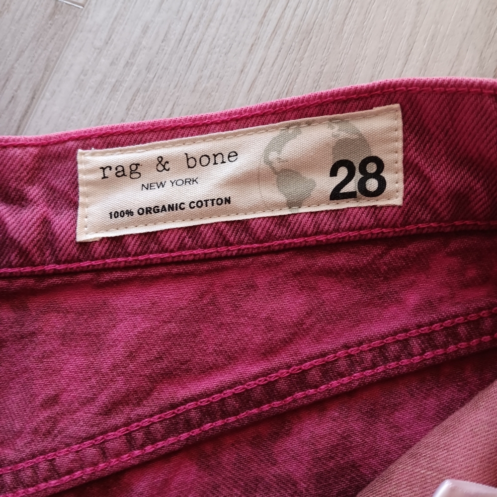 Rag & Bone Maya Jean Short 6" High Rise Bright Fuchsia Organic Cotton Size 28 - Picture 6 of 14